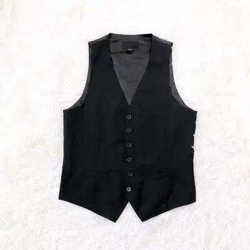 에이치앤엠 수트 베스트 슬림핏 V넥 이소재 절개 블랙 S
