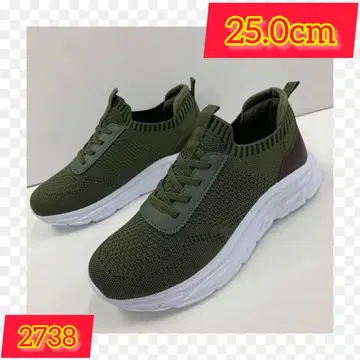 25.0cm 남성용 새상품 와이드 메쉬 슬립온 스니커즈 카키