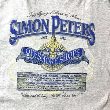 90s 싱글 스티치 SIMON PETERS 아트 T 양면 프린트