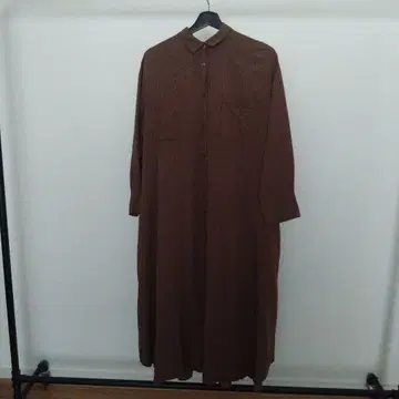 Spick & Span 브라운 스트라이프 롱 셔츠 원피스