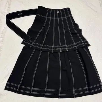 Off-White 블랙 체크 플리츠 스커트 S