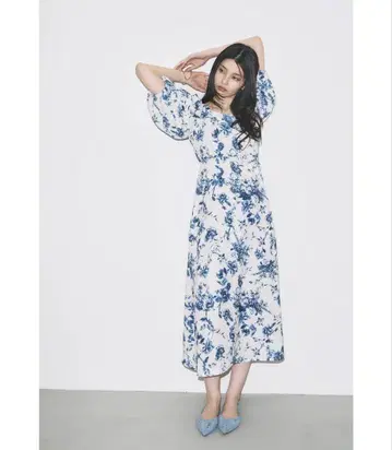 꽃무늬 롱 원피스 스퀘어 원피스