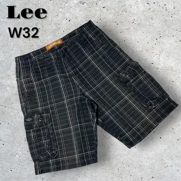 US 수입 구제 의류 Lee 리 W32 체크 무늬 카고 숏 팬츠