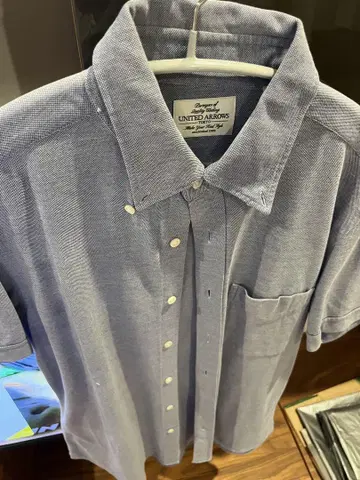 2장 세트 UNITED ARROWS 반팔 셔츠 파랑 화이트 S 사이즈