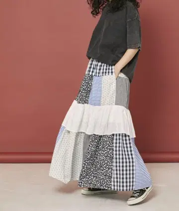 프리다 패치워크 프릴 스커트