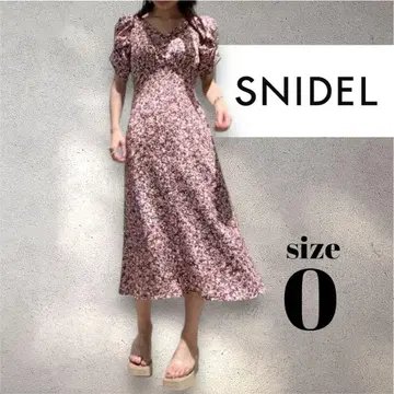 SNIDEL 스나이델 전개 프린트 퍼프 슬리브 원피스 꽃무늬 S