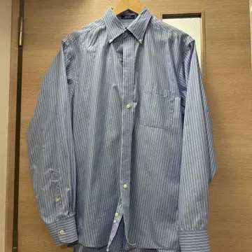 IZOD 스트라이프 긴팔 셔츠 100% 코튼 구제 의류 파랑 셔츠