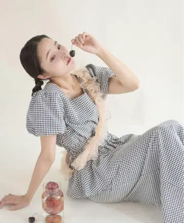 무게트 여름 가방 gingham 체크 세트