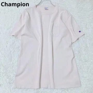 챔피온 반팔 상의 티셔츠 무지 소매 포인트 핑크