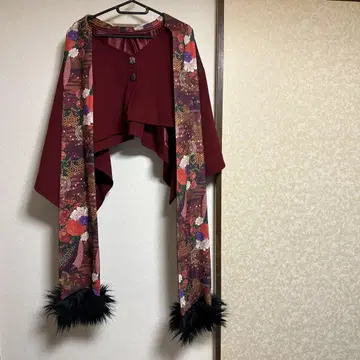 Qutie Frash 일본풍 패턴 코트 판초 가디건 케이프 코트