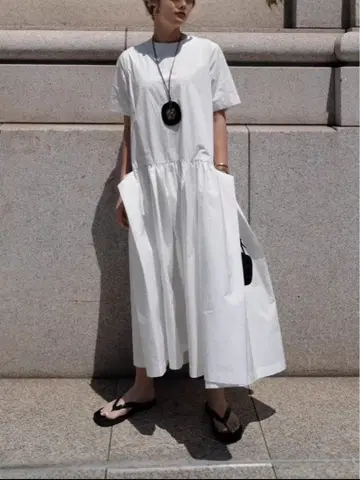 화이트 셔츠 원피스 반팔 플레어