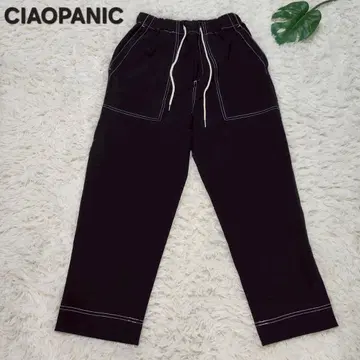미사용 새상품 CIAOPANIC 마 혼방 워크 팬츠 블랙 L 유니섹스
