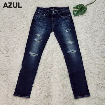 미사용 새상품 AZUL 데미지 가공 스키니 데님 L