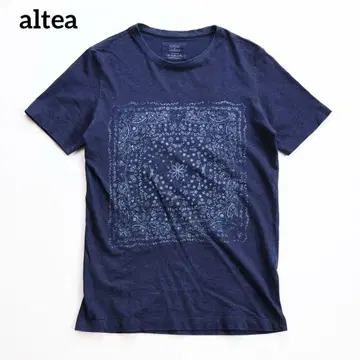 Altea 알테아 인디고 염색 티셔츠 반다나 패턴