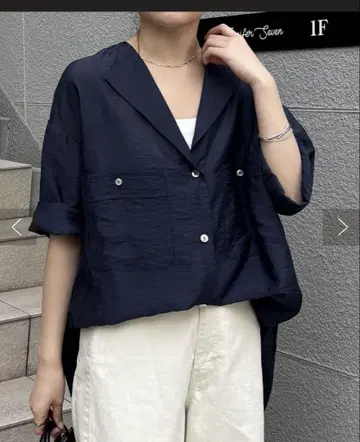 빈티지 라이크라 라펠 칼라 반팔 셔츠