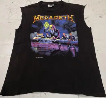 MEGADETH 메가데스 컷오프 티셔츠 90년대 밴 티셔츠 락 펑크