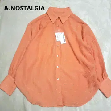 노스탤지어 라메 프린지 셔츠 블라우스 시어 오렌지 비침