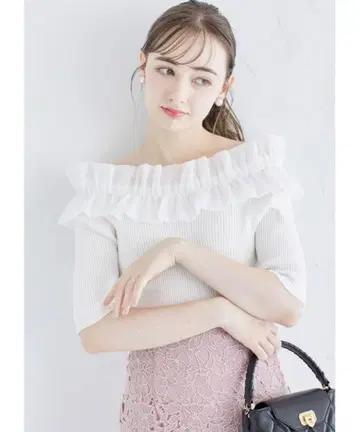 tocco closet 2WAY 프릴 오프숄더 리브 니트 풀오버