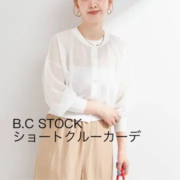 B.C STOCK 숏 크루 가디건 화이트