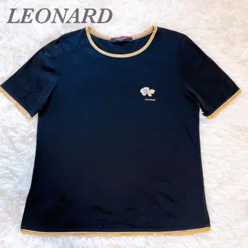 LEONARD 레오나르 티셔츠 반팔 꽃 로고 자수 블랙