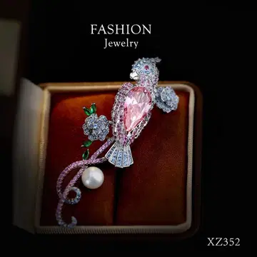 크리스탈 새 브로치 7.2cm