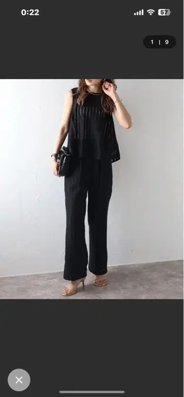 블랙 시스루 니트 셋업