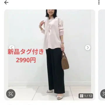 유니클로 레이온 블라우스 택 포함 새상품 핑크 xXL 드레이프감