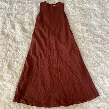 고급 이탈리아 린넨 일본제 Fleur de lis 슬리브리스 원피스