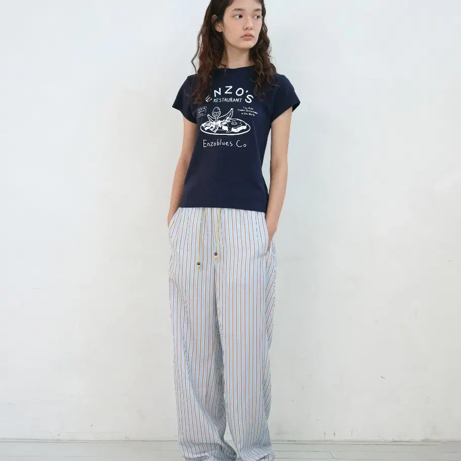 enzo blues Enzo Blues Spread Stripe Banding Pants (Sky