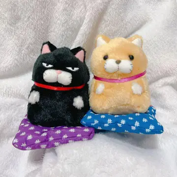 수염 만주 정좌 봉제 인형 2개 세트