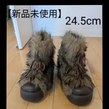 푹신푹신 통굽 보아 부츠 24.5cm 미사용 새상품 퍼 부츠