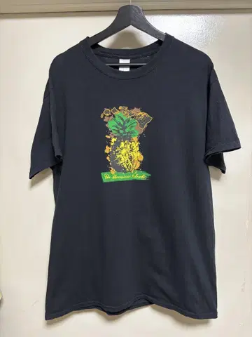 하와이 수베니어 티셔츠 GILDAN 파인애플 티셔츠 블랙 Hawaii