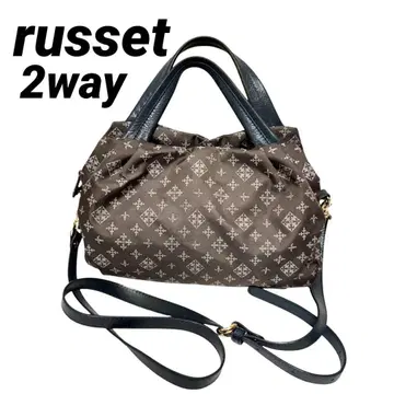 러셋 russet 올 패턴 나일론 숄더백 핸드백 브라운