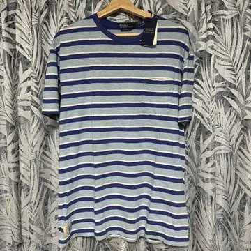 Ralph Lauren 블루 화이트 스트라이프 티셔츠 M