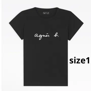agnes b. 에네스베 로고 프린트 코튼 반팔 티셔츠 블랙 1