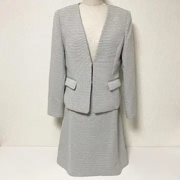 오페크 트위드 스커트 정장 자켓 셋업 40 새상품급 L