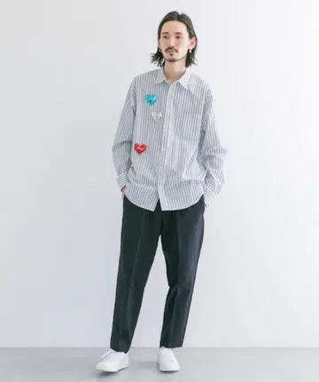 더블렛 21SS 해피 볼론 스트라이프 셔츠