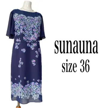새상품급 sunauna 수나우나 꽃무늬 원피스 네이비
