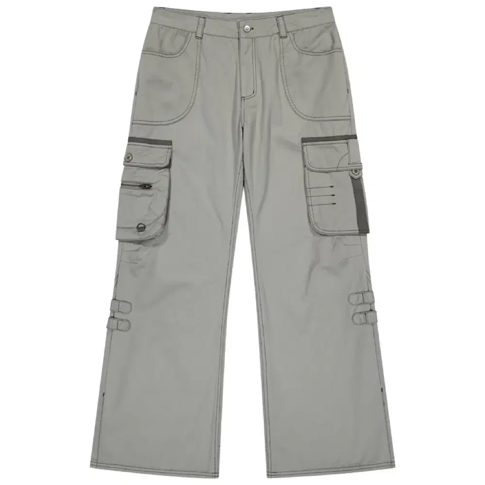 【MODIMOOD】BIG CARGO TWO BUCKLE LONG PANTS modimood Cargo Double-Buckle Semi Wide Pants