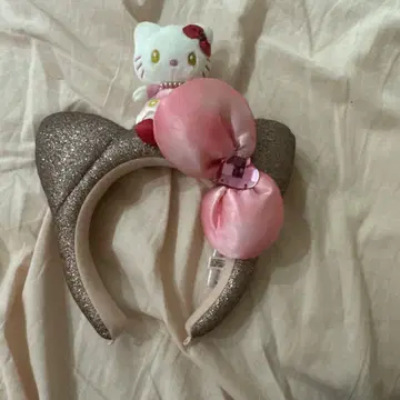 헬로키티 머리띠 반짝이 귀