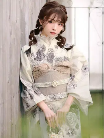 데이지 스토어 앤티크 장미 패턴 유카타