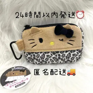 새상품 산리오 키티 일광화상 티슈 파우치 갸루 레오파드 하이비스커스