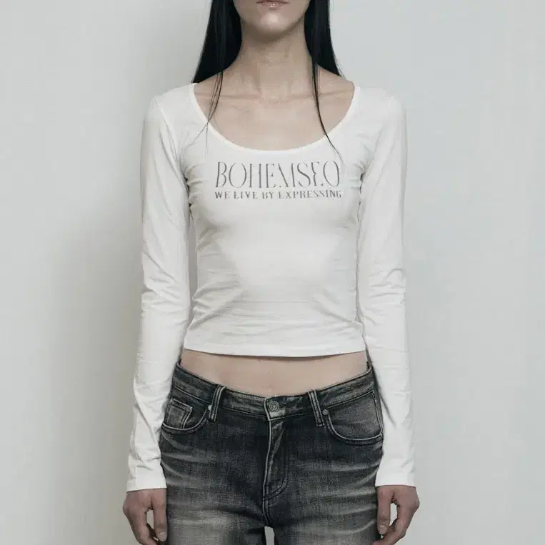 【BOHEMIAN SEOUL】BOHEMSEO LOOSE BOAT NECK LONG SLEEVE 長袖 BOHEMIAN SEOUL] LOOSE BOAT NECK LONG SLEEVE, IVORY 正規品