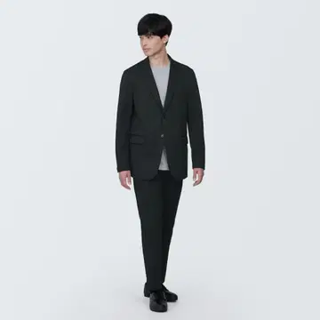 새상품급 무인양품 MUJI 스트레치 저지 자켓 셋업 S