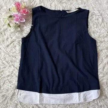 ZARA 여성용 슬리브리스 블라우스 M 스트라이프 레이어드 자라