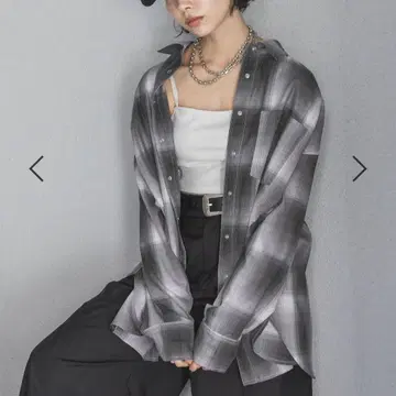 PAGEBOY 옴브레 체크 셔츠 그레이