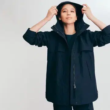 새상품 Eagle 통기성 방수 라운드 헴 후드티 자켓 코트 블랙 S