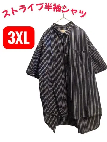 panmax 스트라이프 반팔 셔츠 3XL 블루 화이트 라인