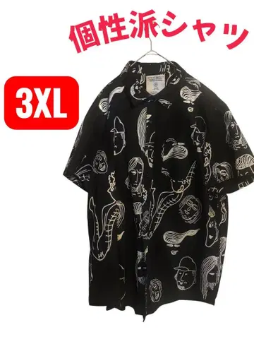 개성파 셔츠 3XL 아트 셔츠 반팔 화이트 컬러 블랙 컬러