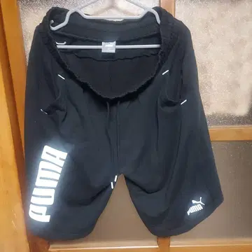 2XL 푸마 화이트 로고 블랙 하프 팬츠